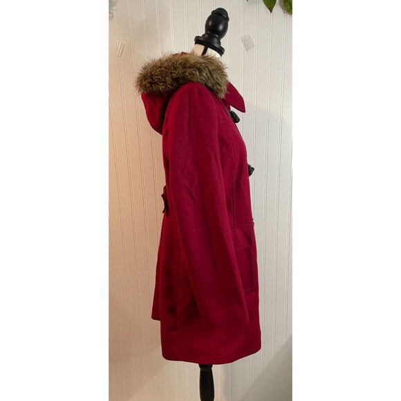 Tommy Hilfiger Red Faux Fur Hooded Jacket M - Picture 2 of 16